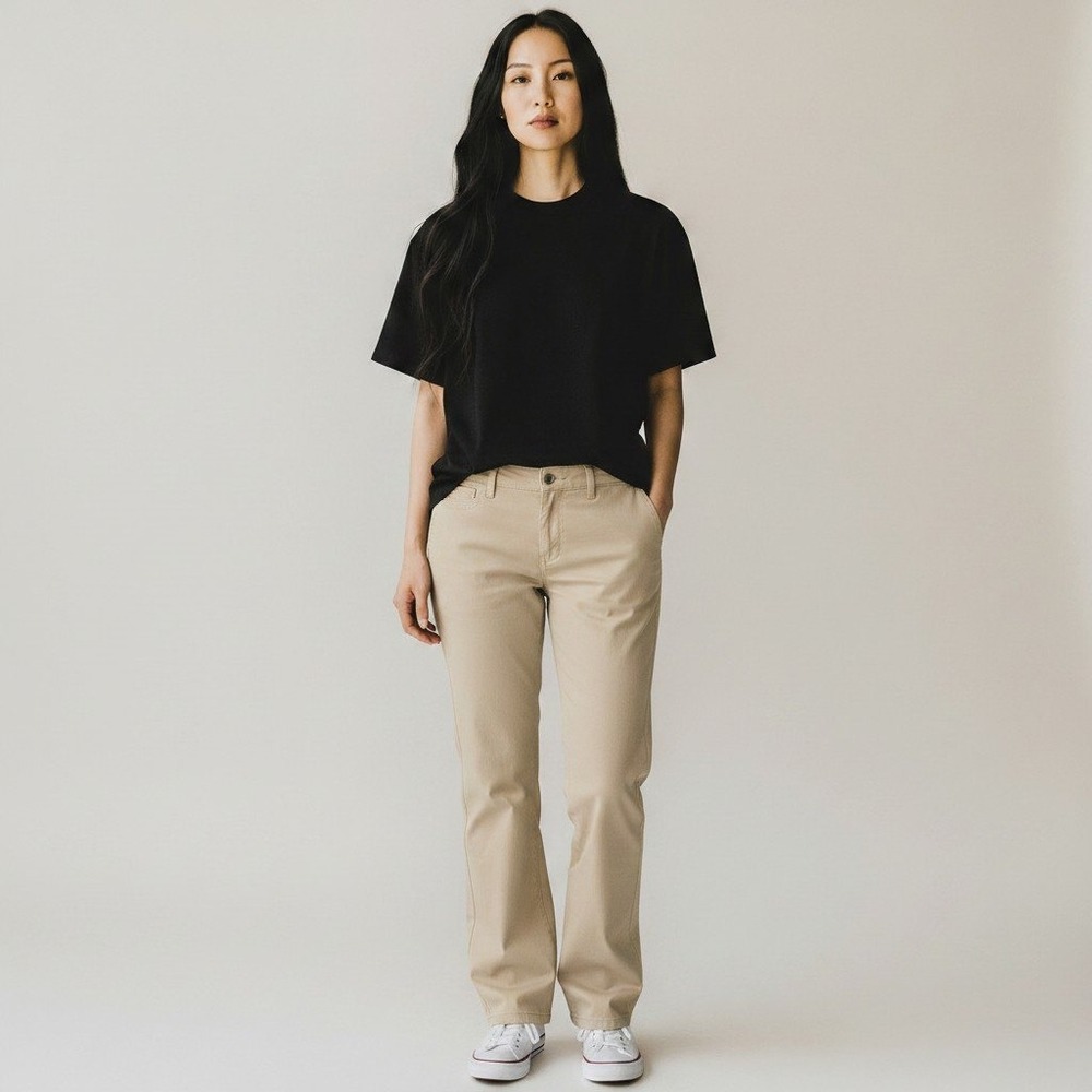 Jones New York Pants 14P Tan Signature Petite Stretch Cotton Twill Straight Leg